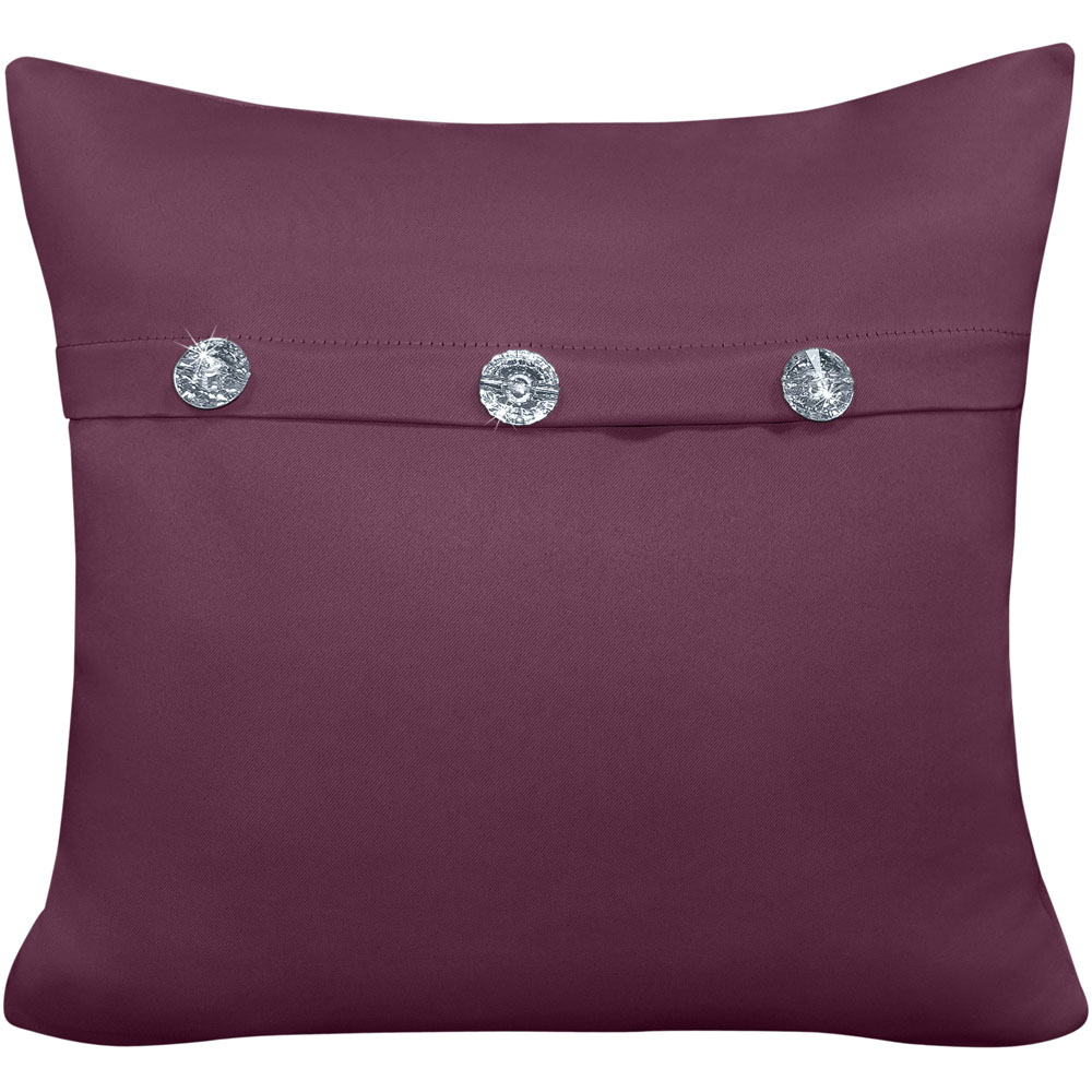 Velosso Mock Flap Diamante Plum Filled Cushion 43 x 43cm Image 1