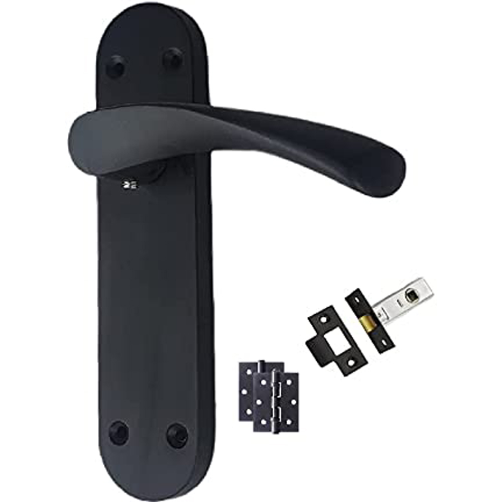 Golden Grace Matt Black Astrid Latch Door Handle Set 4 Pack Image 3