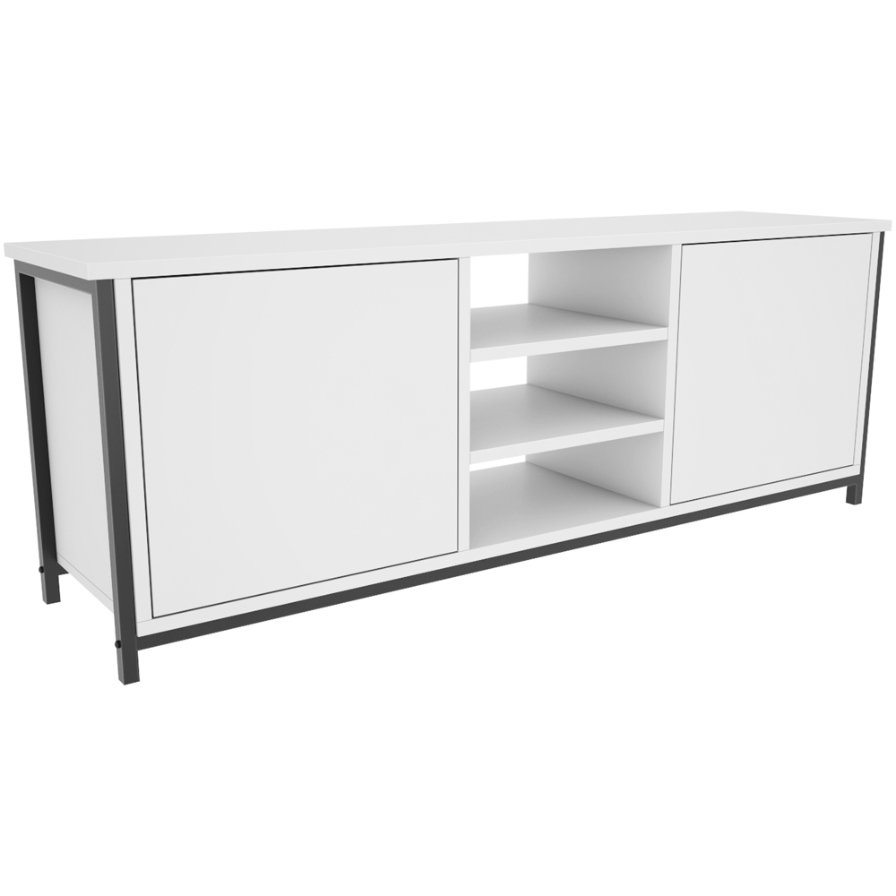 Decorotika Otis 2 Door 3 Shelf Black and White TV Stand for 63 inch TV Image 2