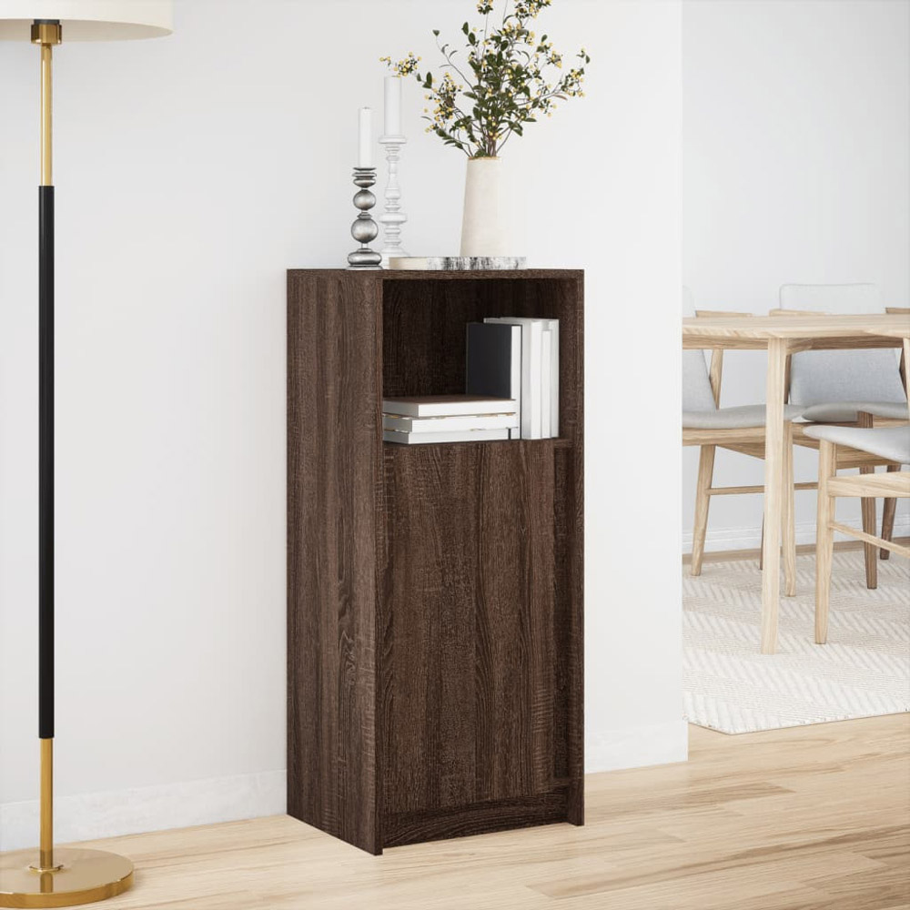 vidaXL Single Door Single Shelf Brown Oak Sideboard with RGB LED Lights Image 4
