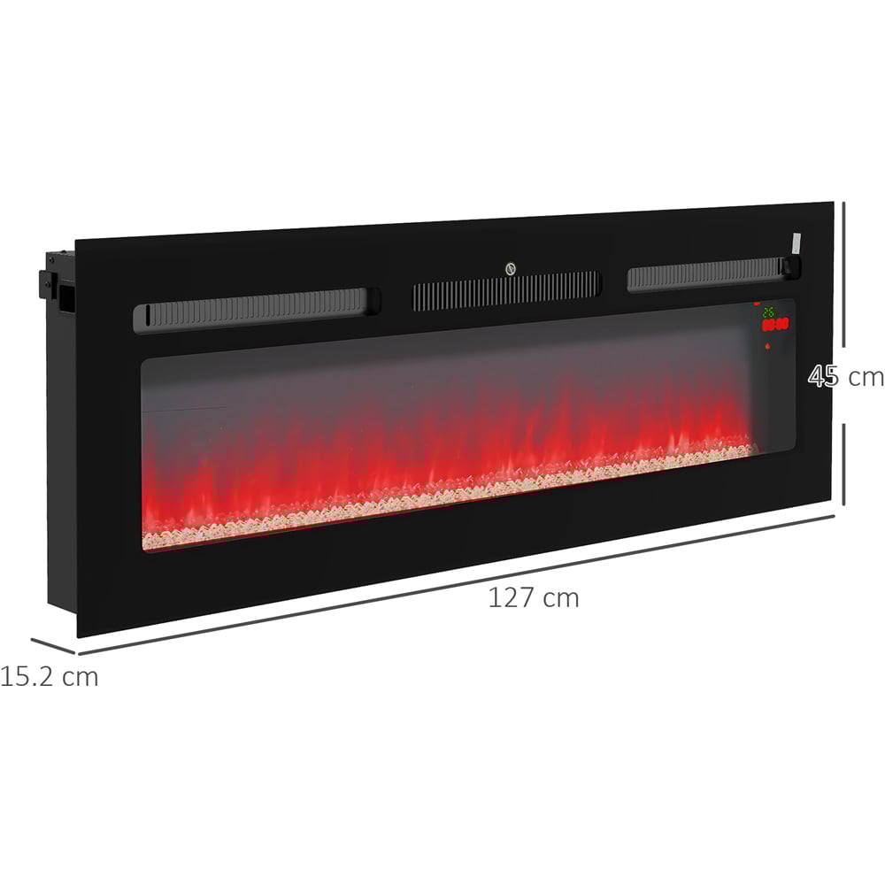 HOMCOM Electric Wall Mounted Black Fireplace with Remote 127cm Image 8
