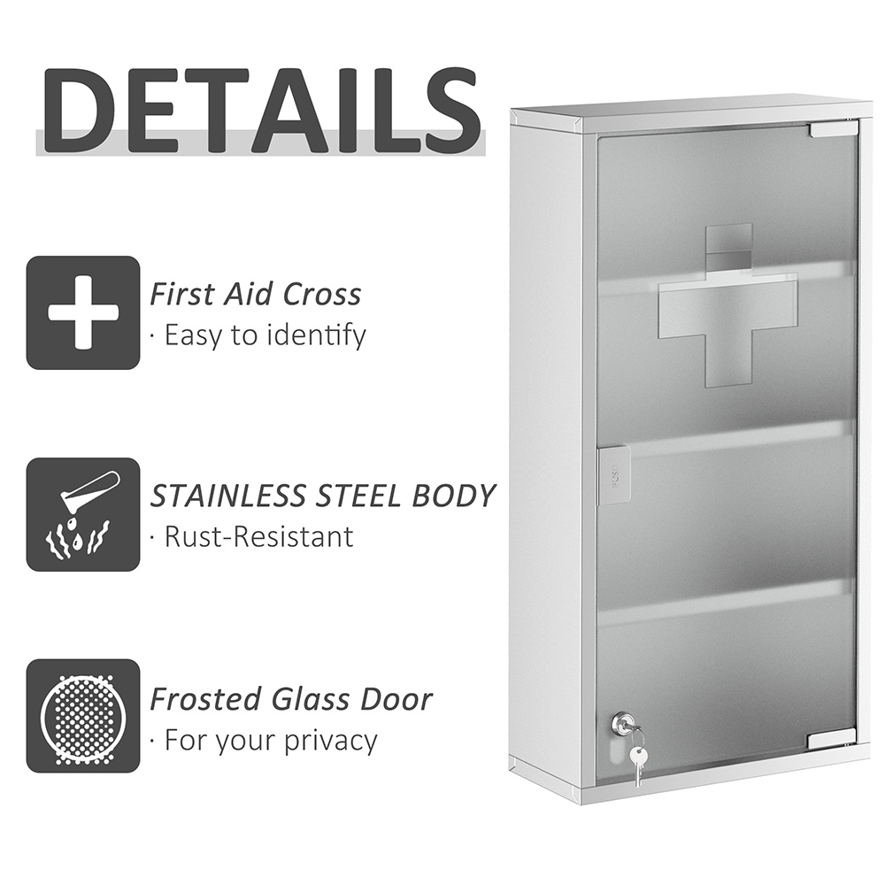 Portland White Frosted Glass Mirror Bathroom Cabinet Image 6