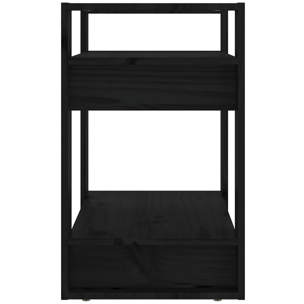 vidaXL 2 Shelf Black Solid Pine Wood Bookcase Image 4