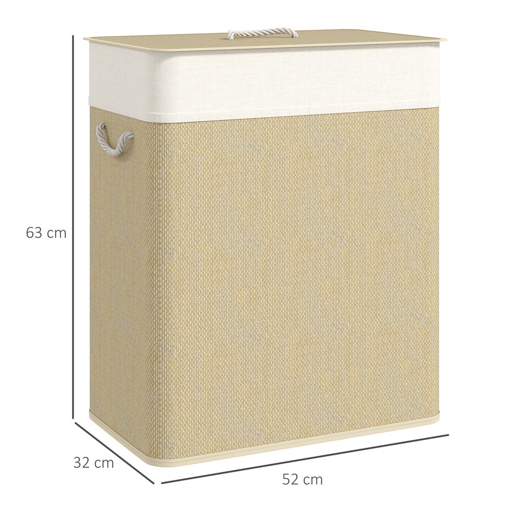 HOMCOM Cream Laundry Basket with Lid 100L Image 9