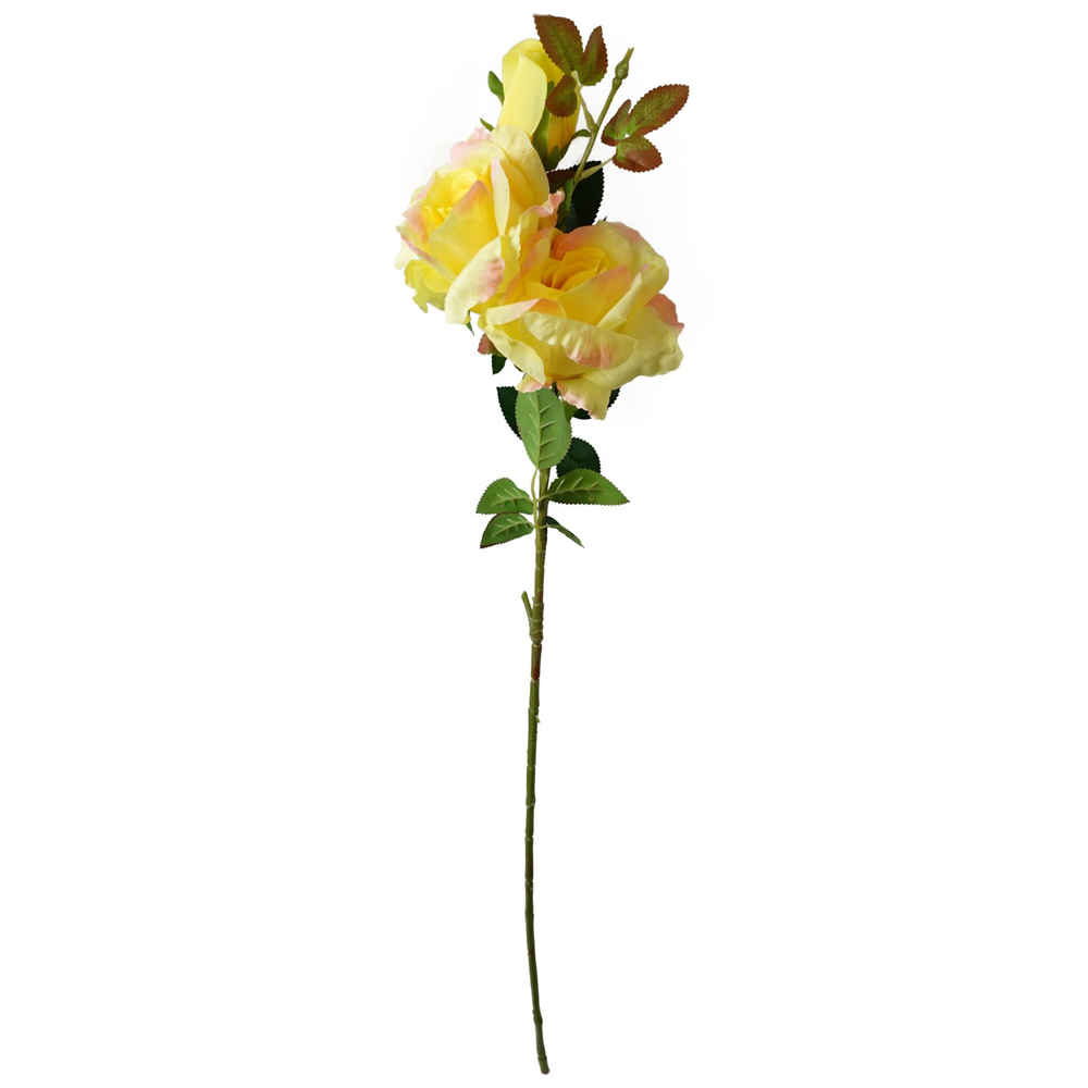 Leaf Yellow Rose Artificial Stem 80cm 6 Pack Image 3