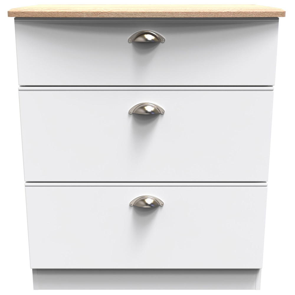Crowndale Victoria 3 Drawer White Ash and Oak Chest of Drawers Image 2