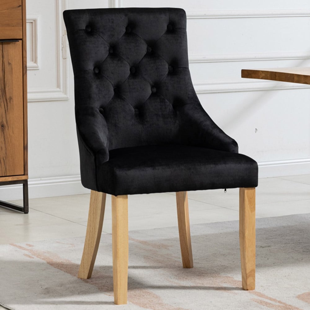 Artemis Home Ravenna Set of 2 Black Velvet Dining Chair Image 1