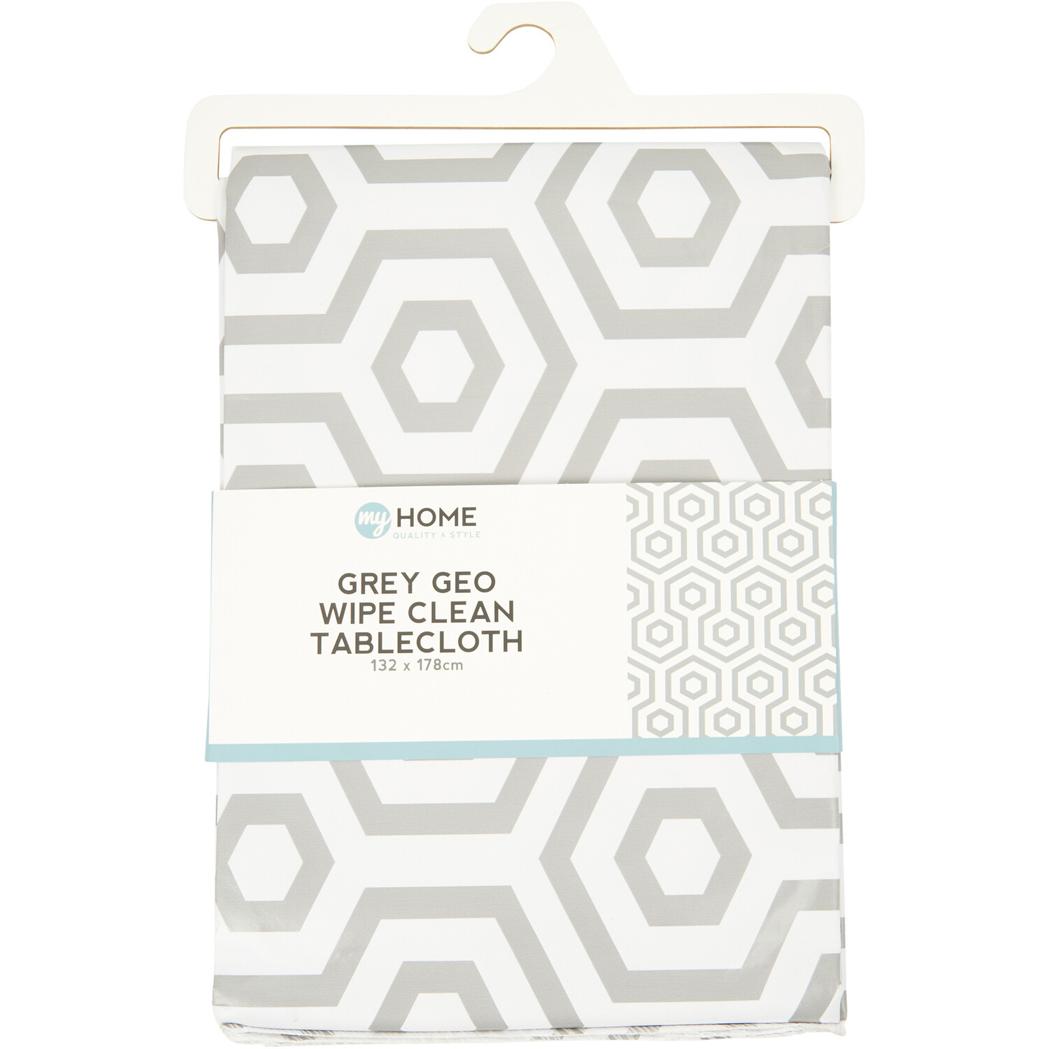 Grey Geo Wipe Clean Tablecloth - Grey Image 1