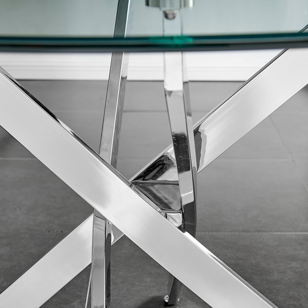 Furniturebox Arona Cesano 6 Seater Round Dining Set Grey and Chrome Image 5