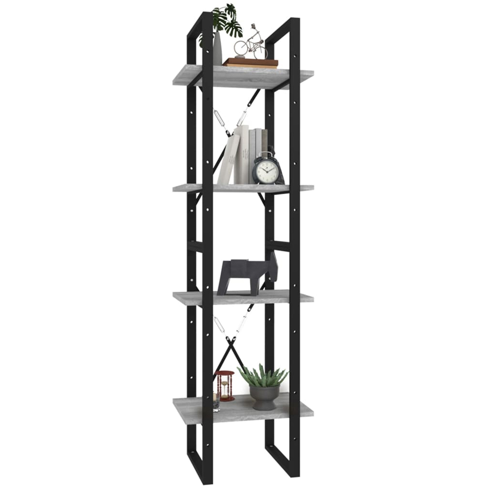 vidaXL 4 Shelf Grey Sonoma Industrial Style Bookcase Image 4