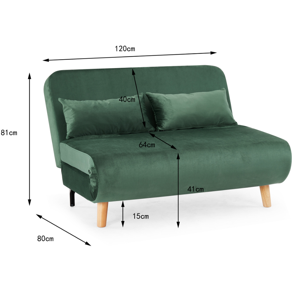 Home Detail Keller 2 Seater Green Velvet Sofa Bed Image 8