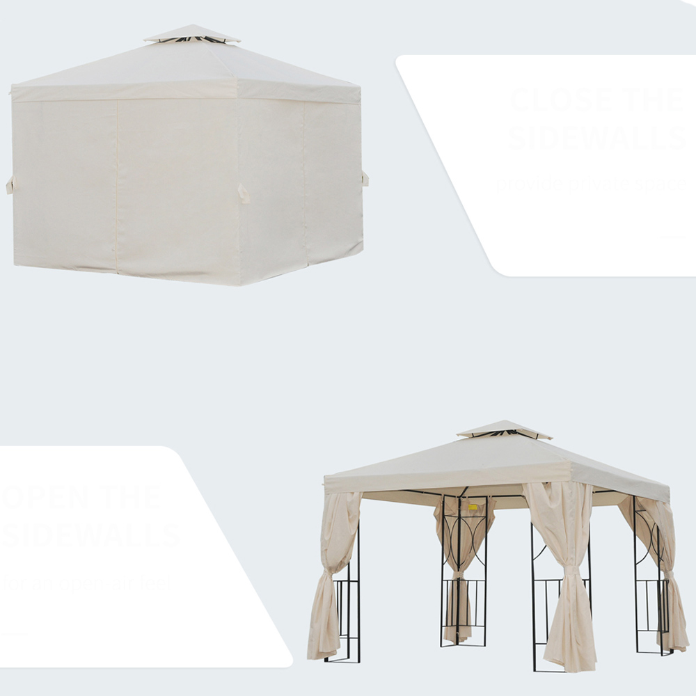 3 x 3M Metal Gazebo Sun Shade Beige Image 5