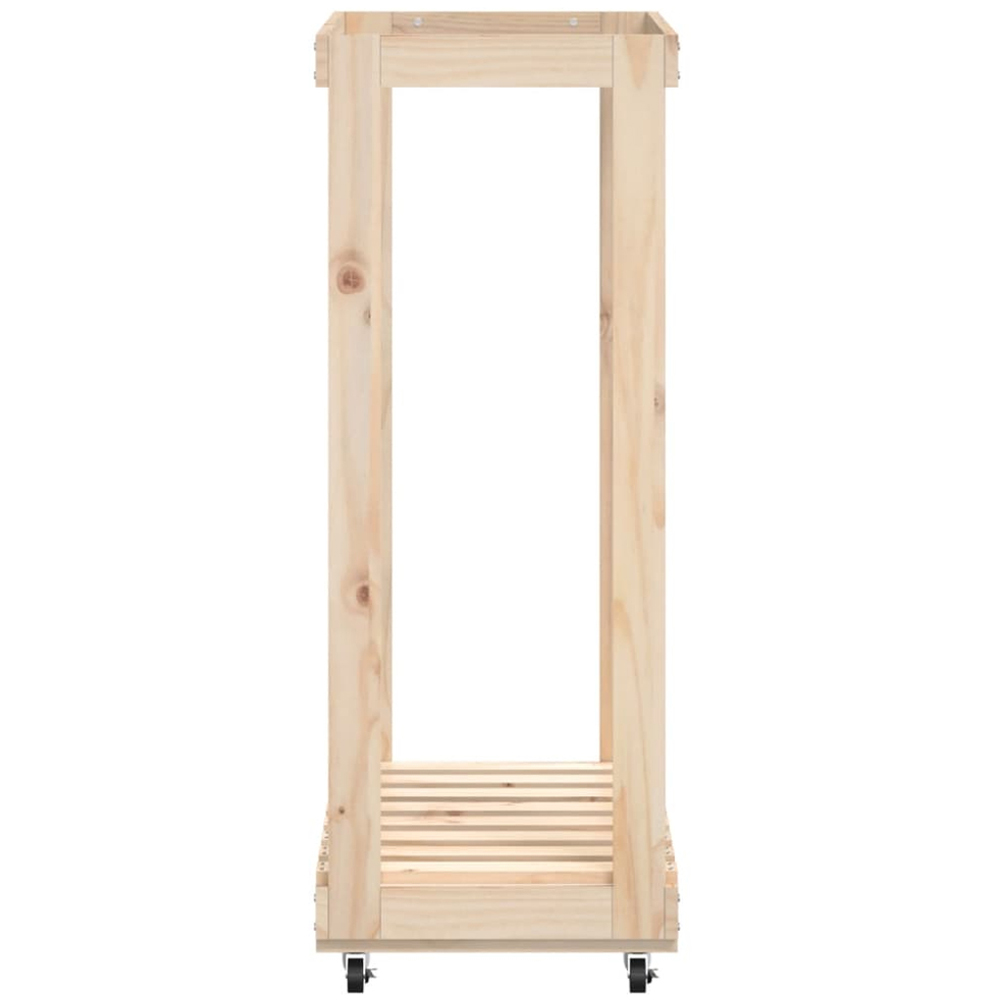 vidaXL Solid Pine Wood Log Holder with Wheels 76.5 x 40 x 108cm Image 4