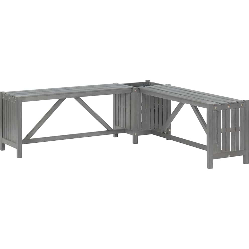 Walplus Grey Solid Acacia Wood Corner Garden Bench with Planter 117cm Image 2