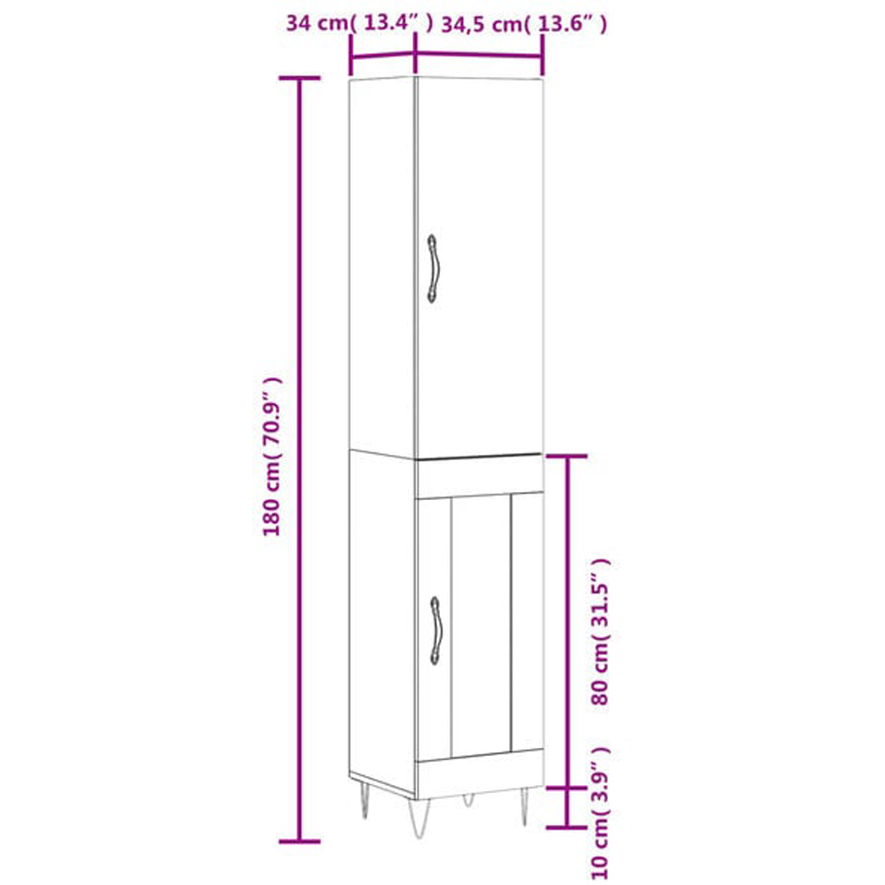 vidaXL 2 Door Sonoma Oak Highboard Image 6
