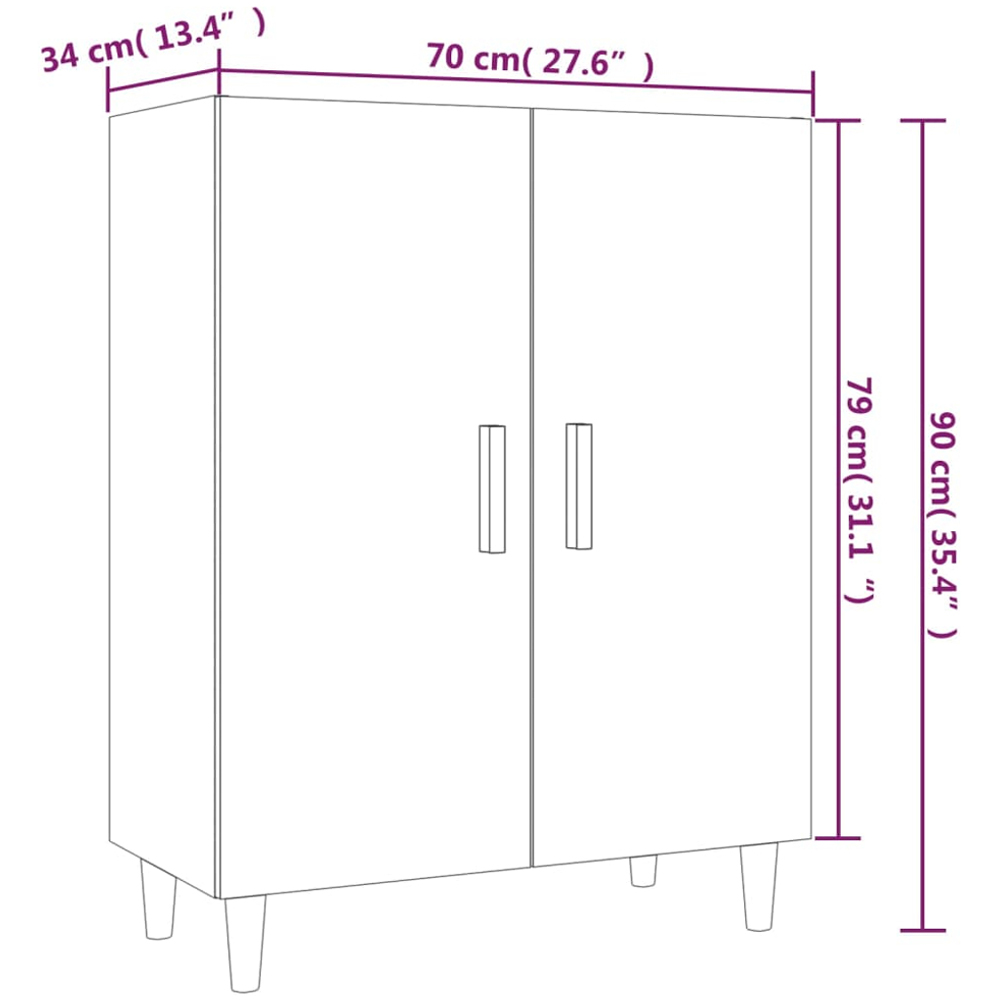 vidaXL 2 Door White Sideboard Image 8