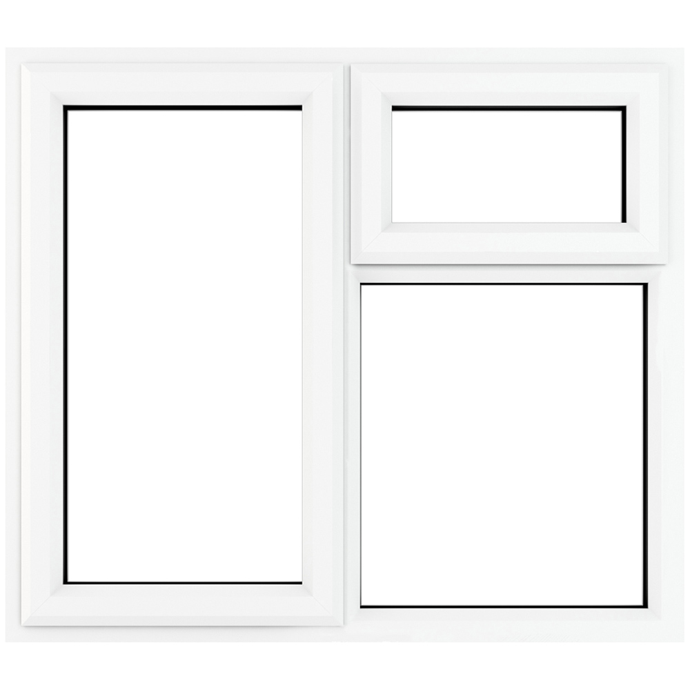 Crystal uPVC Triple Glazed Window LH Side Hung and Top Opener White Clear Glass 1190x965mm Image 1