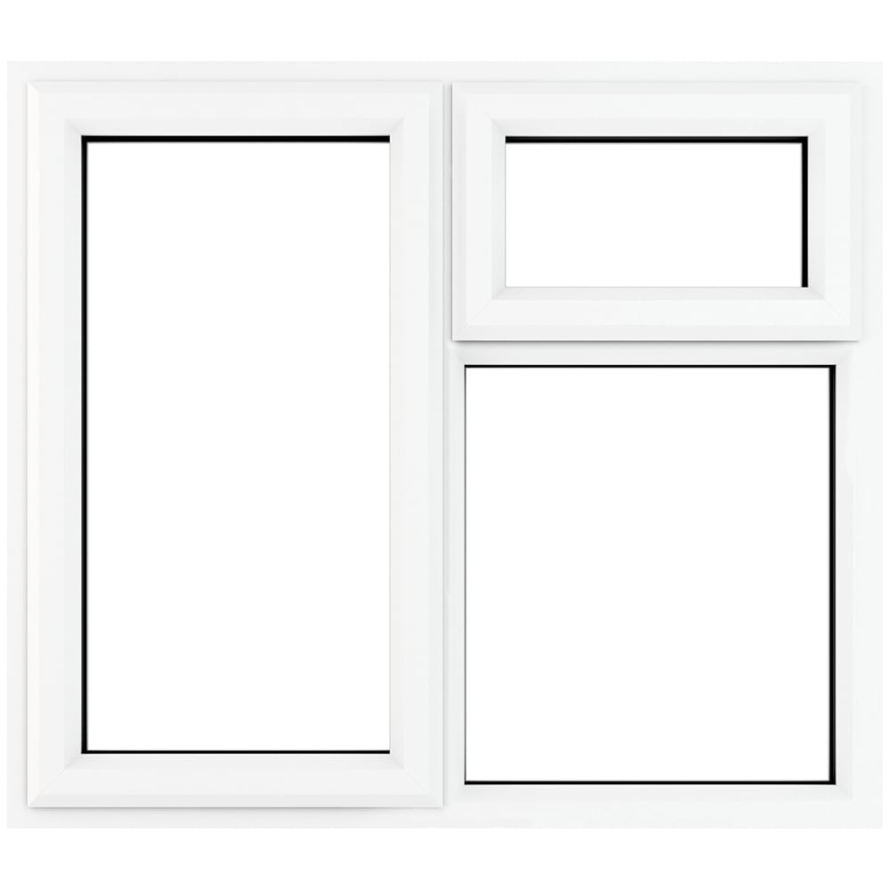 Crystal uPVC Triple Glazed Window LH Side Hung and Top Opener White Clear Glass 905x965mm Image 1
