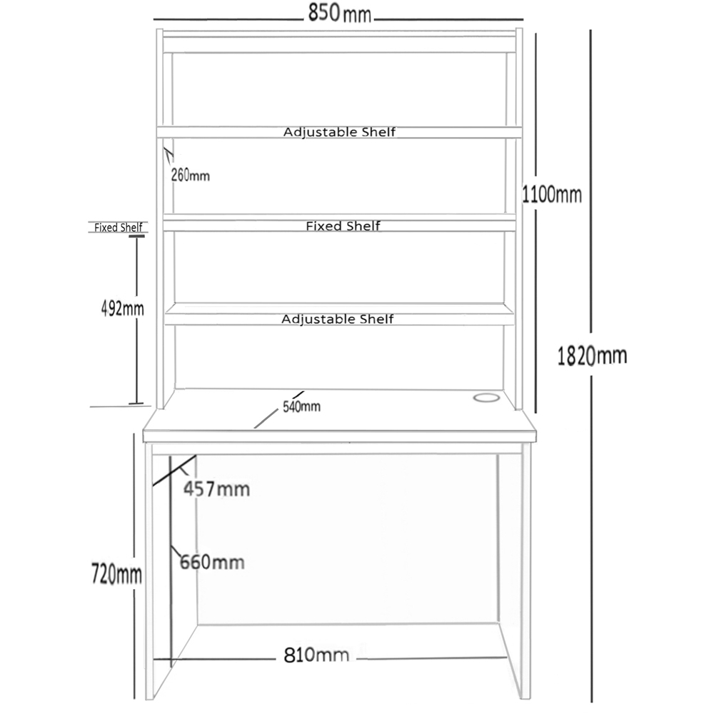 R White Cabinets 6 Shelf Home Office Desk with Hutch Brown Image 5