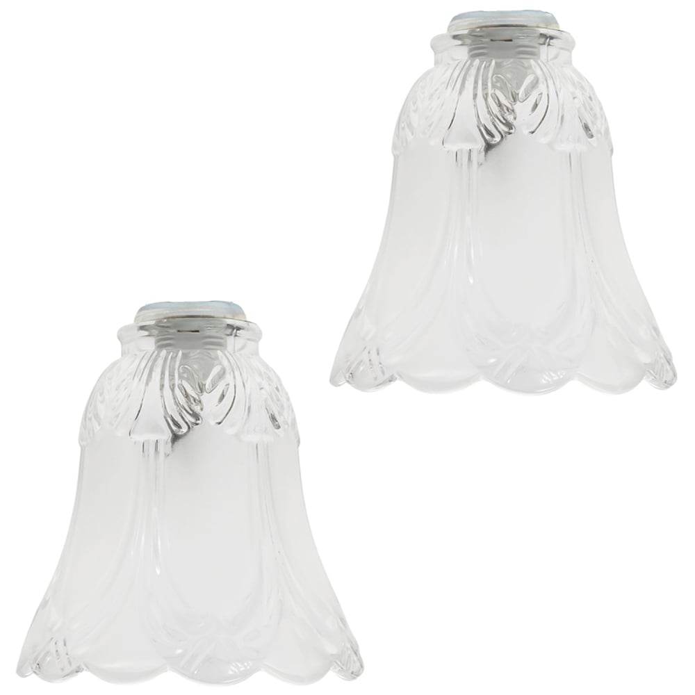 Happy Homewares Frosted and Clear Floral Glass Shade 2 Pack Image 1