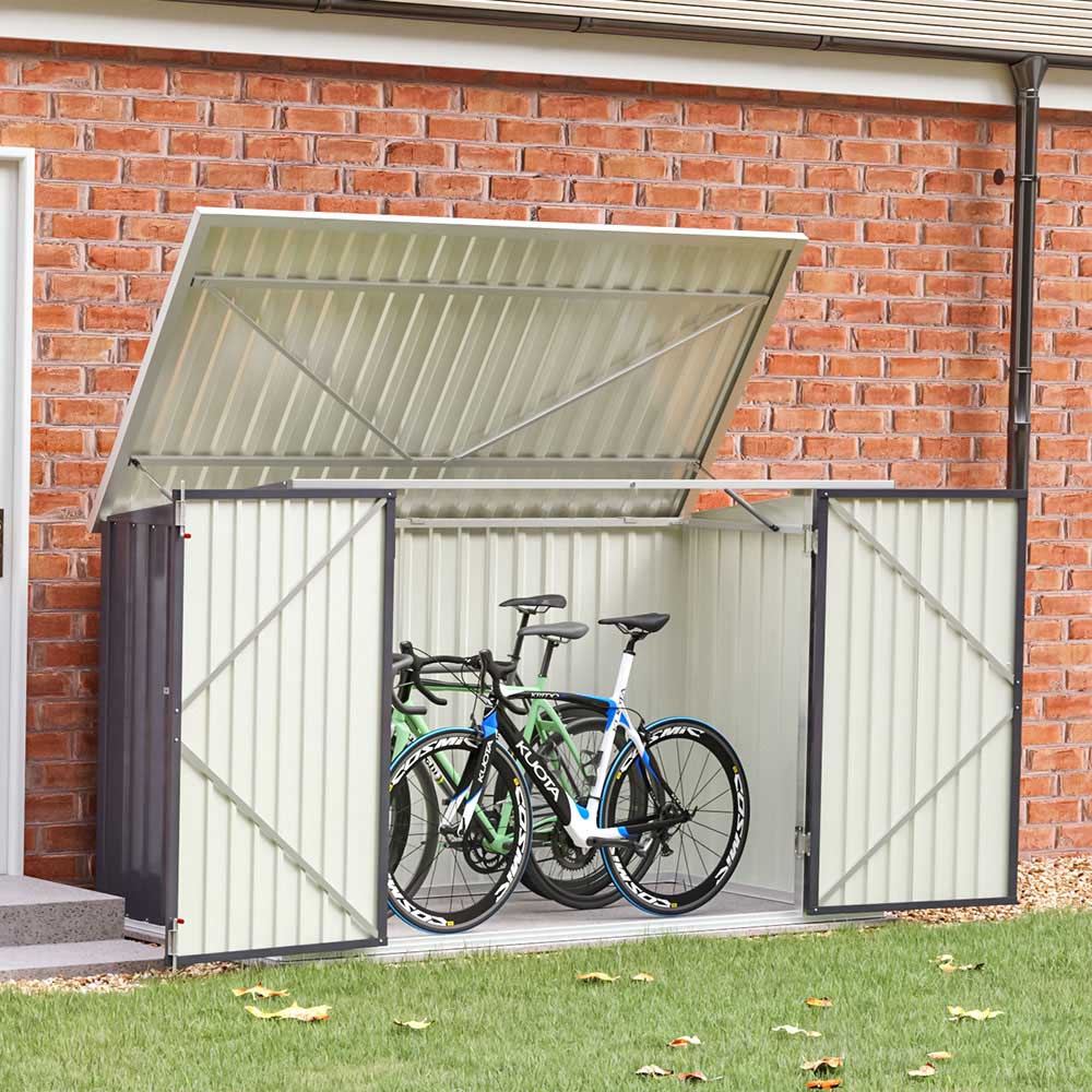 Living and Home 4.2 x 6.8 x 3.4ft Black Heavy Duty Steel Bicycle Storage Shed Image 6