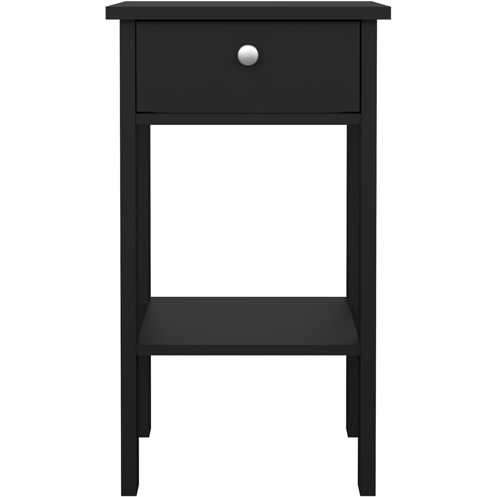 Florence Madrid Single Drawer Matt Black Bedside Table Image 2