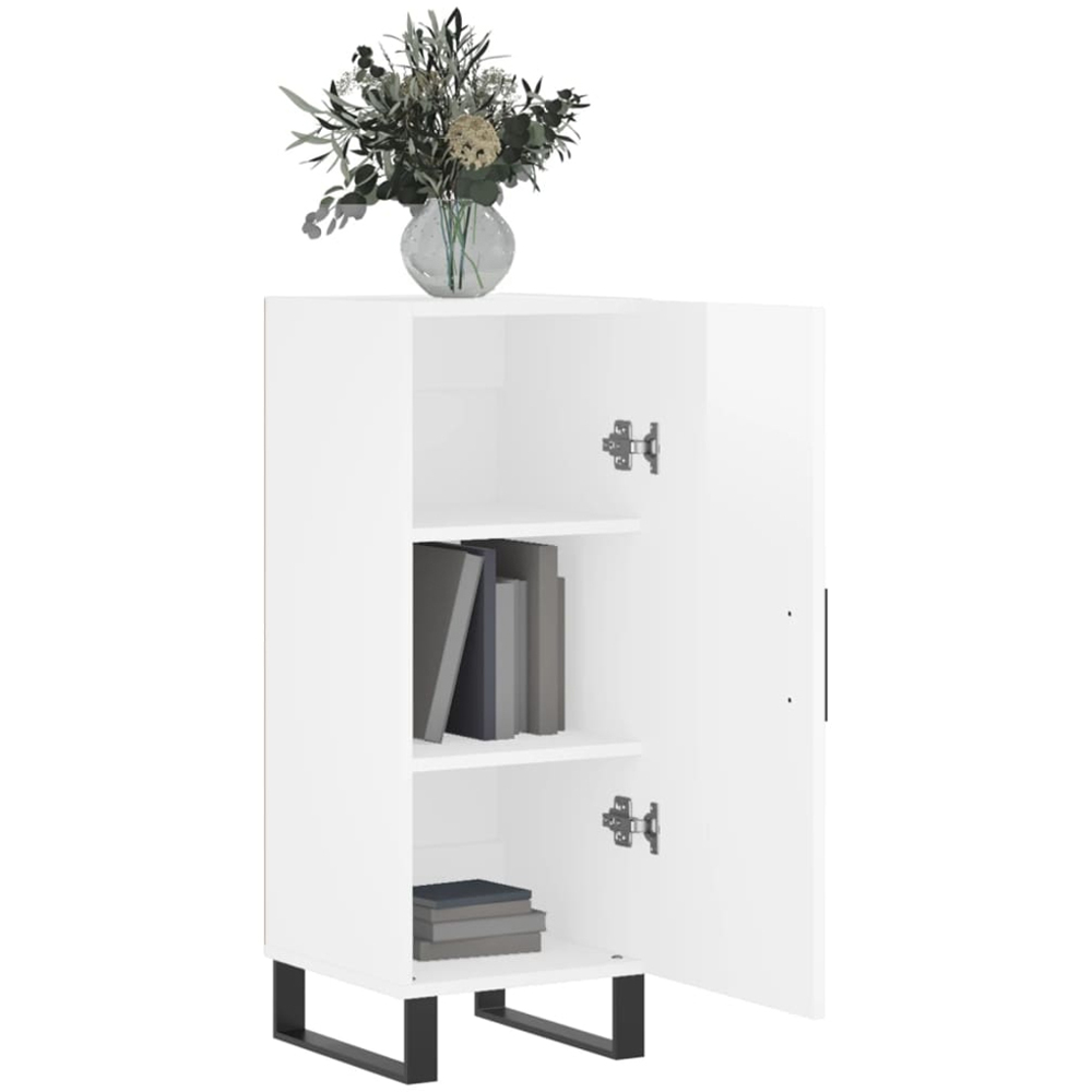 vidaXL Single Door High Gloss White Sideboard Image 4
