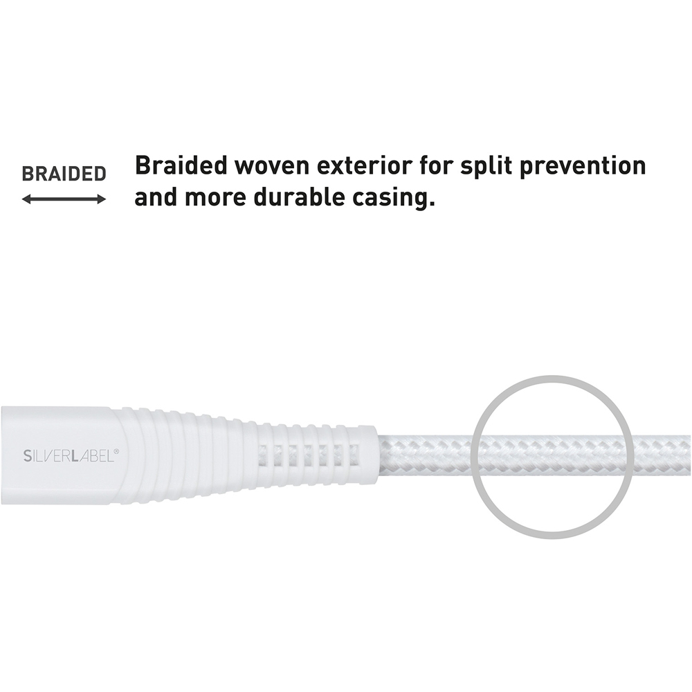 SilverLabel White USB-C to USB-C Braided Cable 2m Image 4