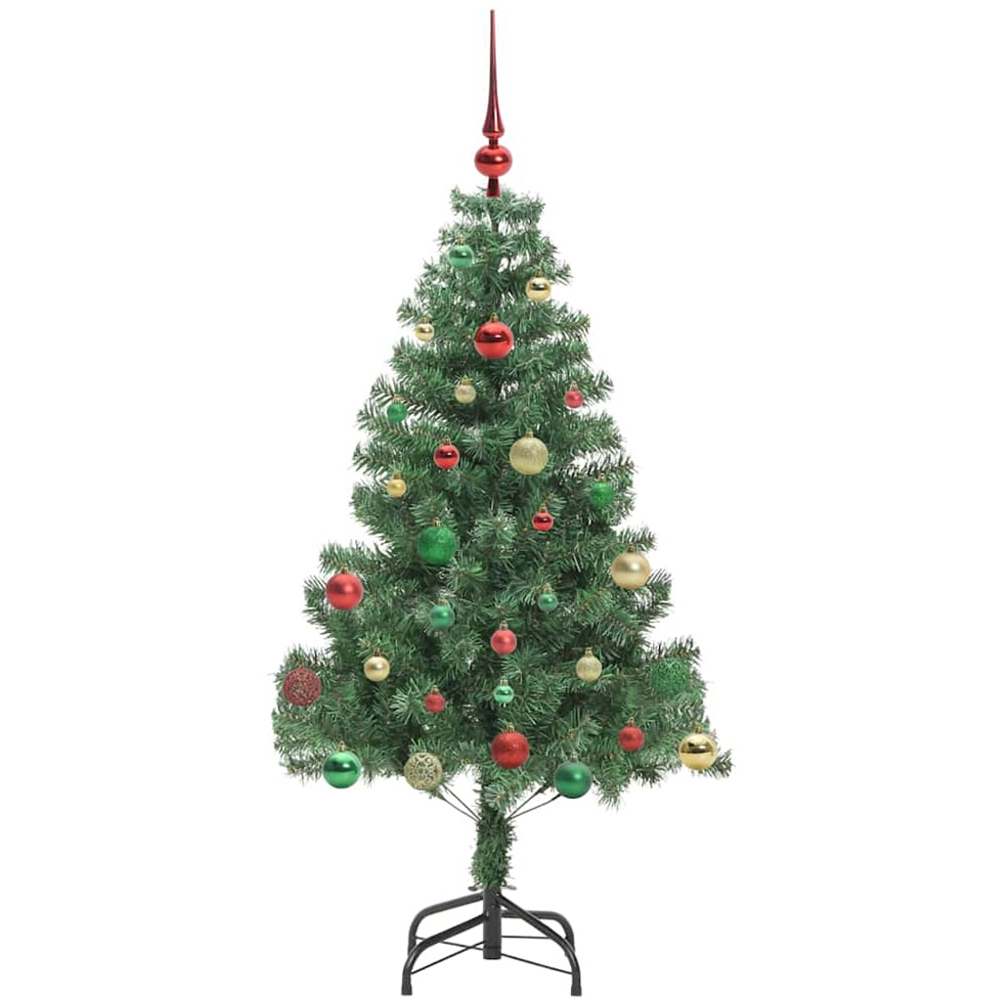 vidaXL Pre-Lit Multicolour Bauble Green Artificial Christmas Tree 5ft Image 2