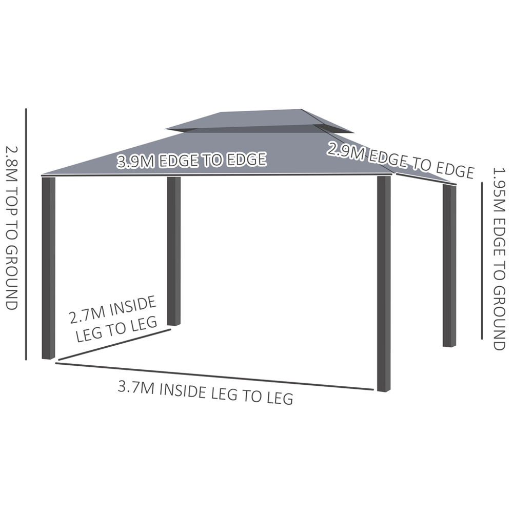 Outsunny 4 x 3m Grey Marquee Pavilion Patio Gazebo with Sides Image 6