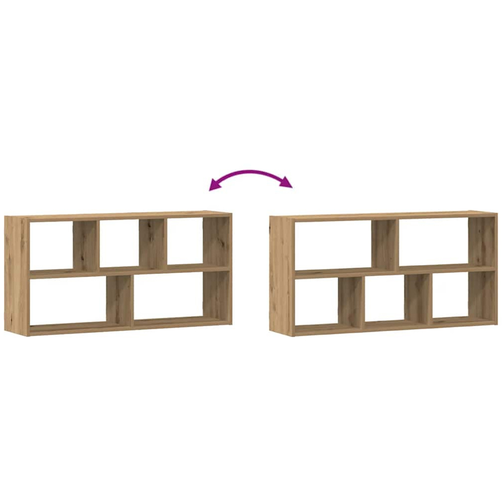 vidaXL 5 Shelf Artesian Oak Floating Wall Shelf Image 6