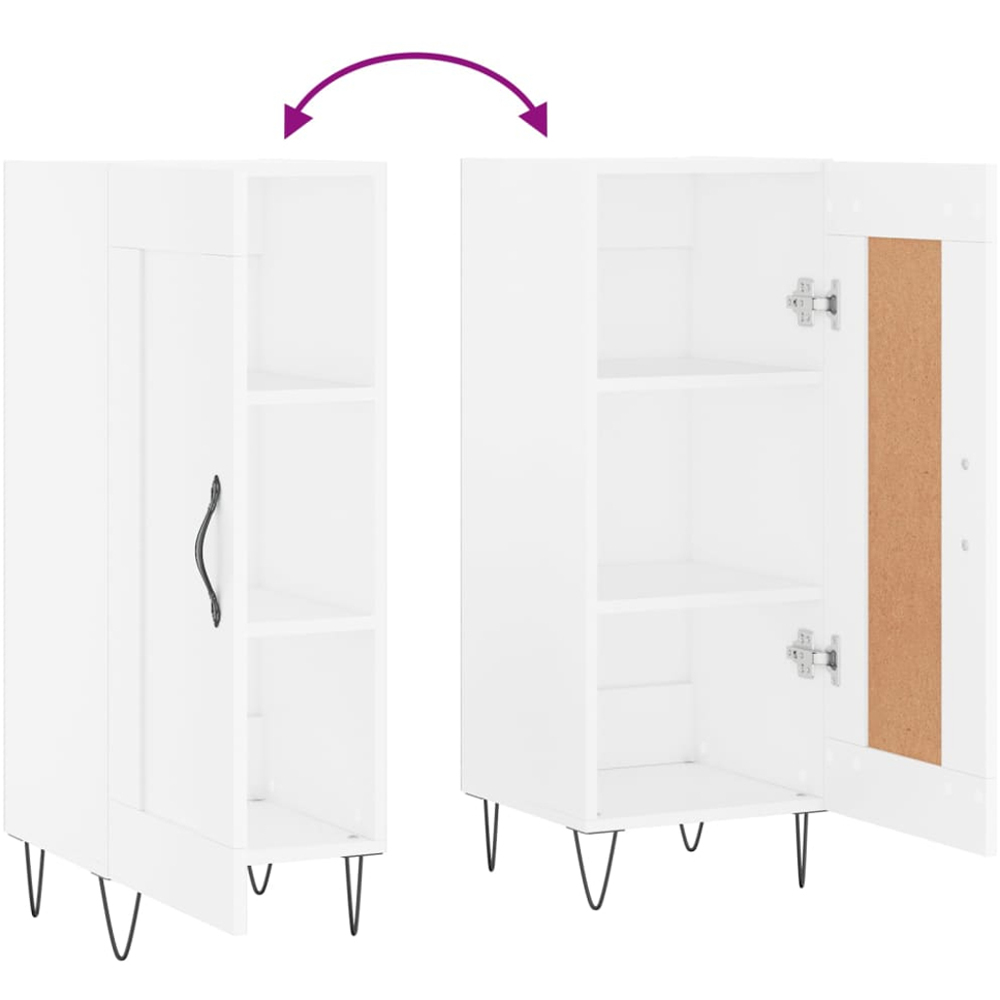 vidaXL Single Door White Sideboard Image 9