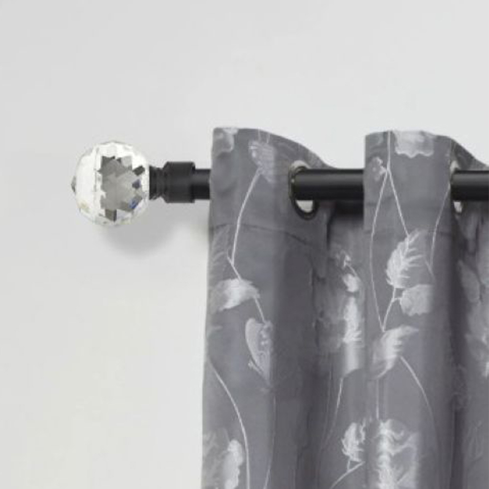 New Edge Blinds Cristalla 160-300cm Extendable Black Eyelet Metal Curtain Pole Set Image 2