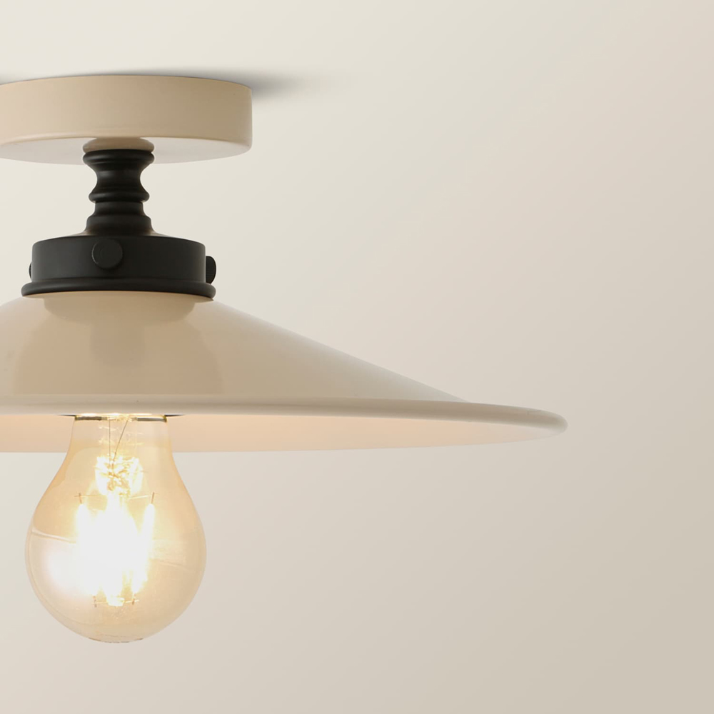 ValueLights Hampstead Natural Rolled Edge Tapered Flush Ceiling Light with Bulb Image 4