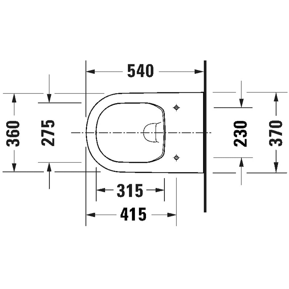 Duravit D-Code White High Gloss Wall-Mounted Washdown Rimless Toilet 540 x 370mm Image 2
