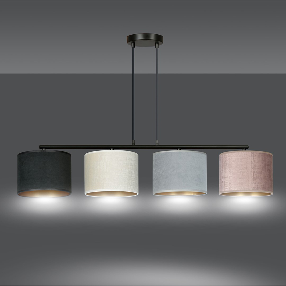 Emibig Hilde 4 Light Black Grey and Pink Shade Black E27 Ceiling Pendant Light Image 4