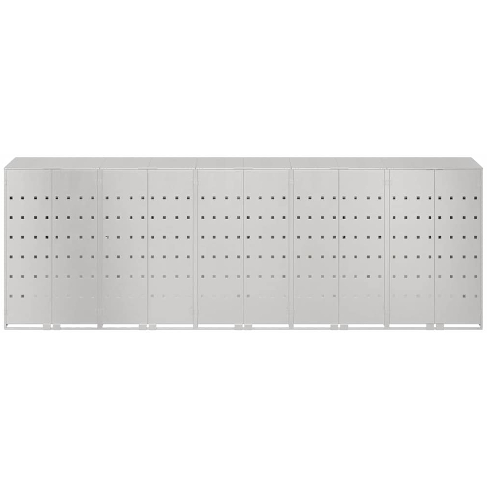 vidaXL Silver 5 Wheelie Bin Storage Shed Image 6