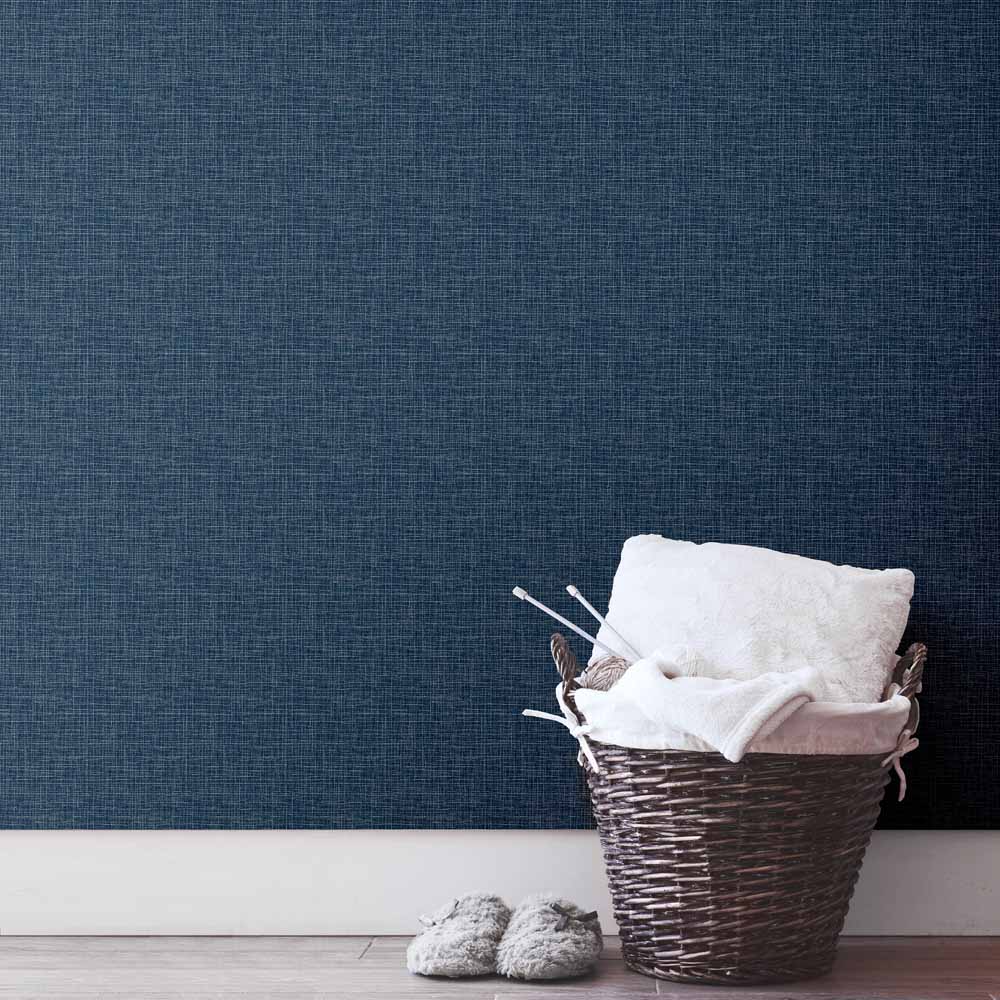 Muriva Opulent Blue Textured Wallpaper Image 4