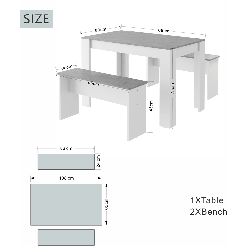 Abrihome 4 Seater Grey Dining Table Set Image 8