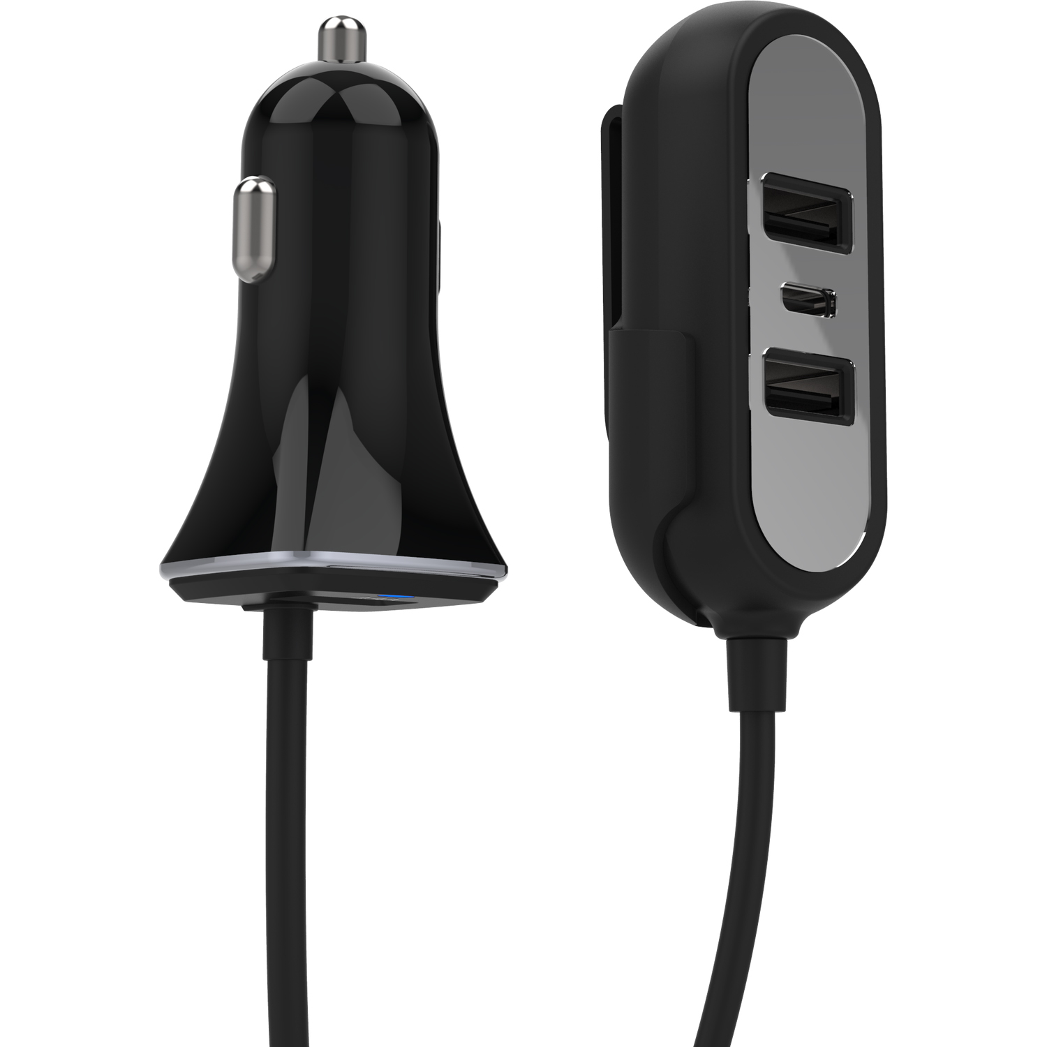 Car Charger with Rear Extension - Black Image 1