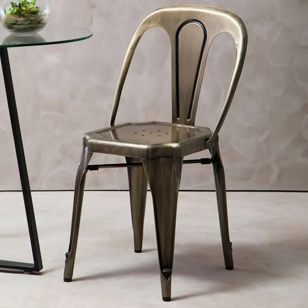Premier Housewares Grange Brass Finish Metal Chair Image 1