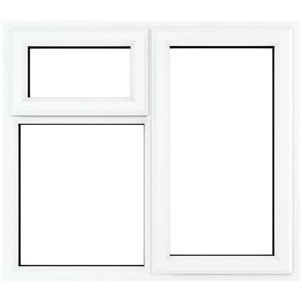 Crystal uPVC Triple Glazed Window RH Side Hung and Top Opener White Clear Glass 905x965mm Image 1