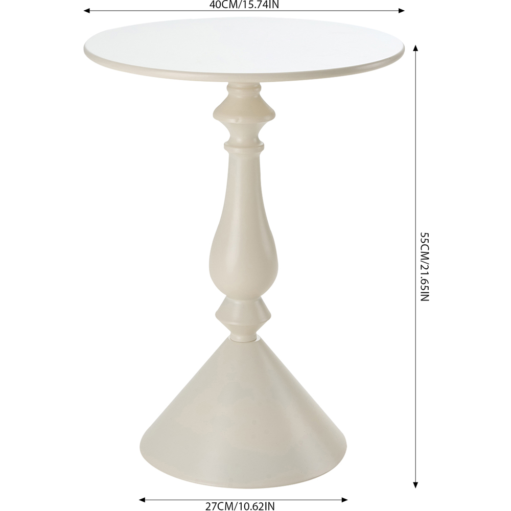 Living and Home Cream White Round Conical Base Side Table Image 9
