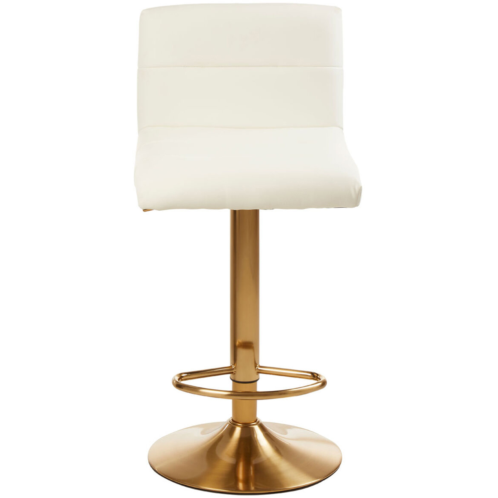 Premier Housewares Baina White Faux Leather Bar Stool with Gold Base Image 2
