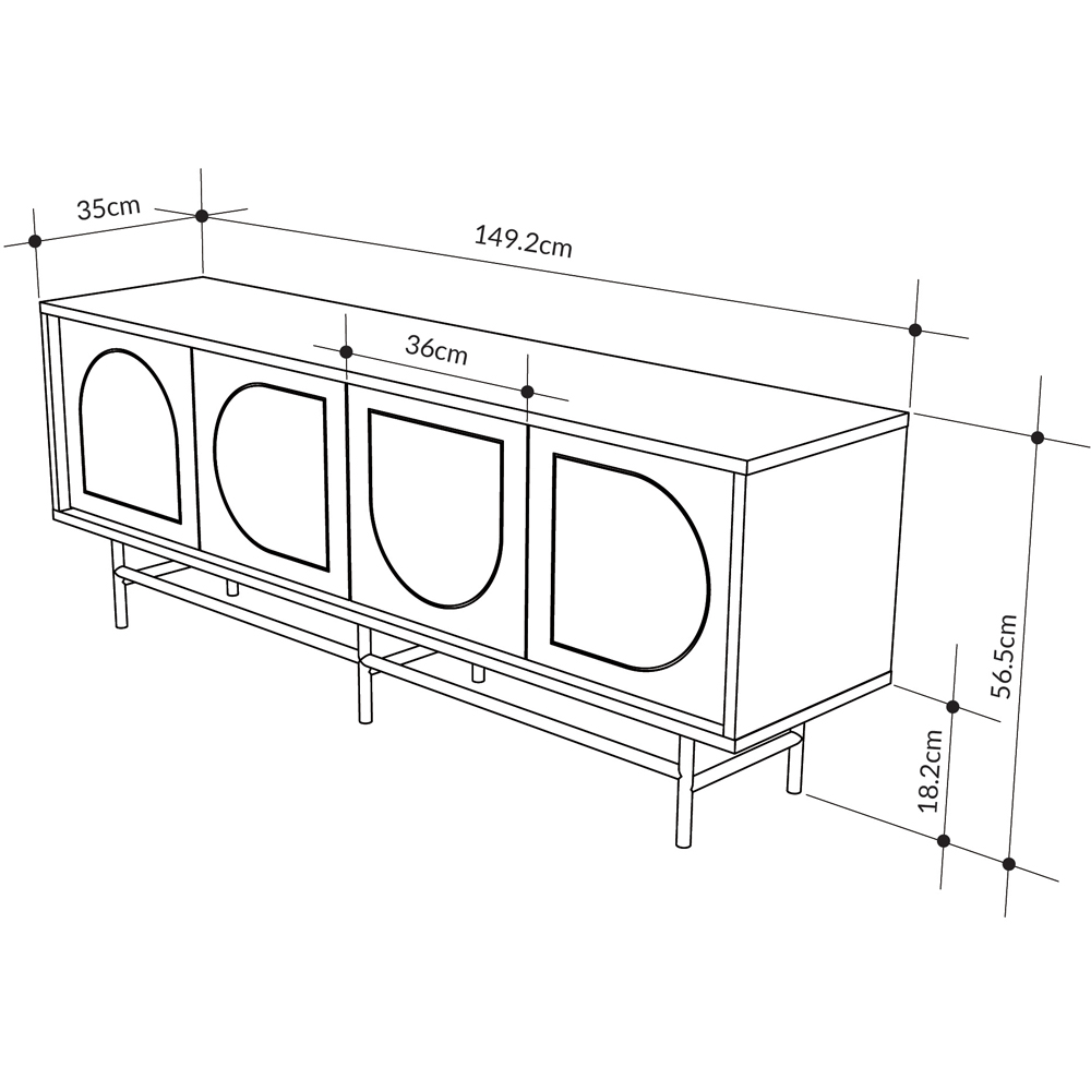 Decortie Joji 4 Door Moss Green and Oak Laser-Cut Design Modern Console Unit Image 7