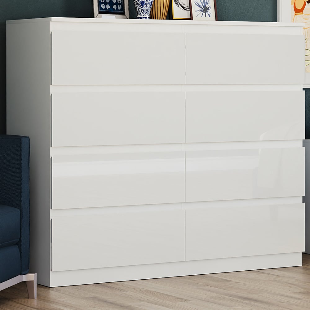 Vida Designs Glinton 8 Drawer White Chest of Drawers Image 1