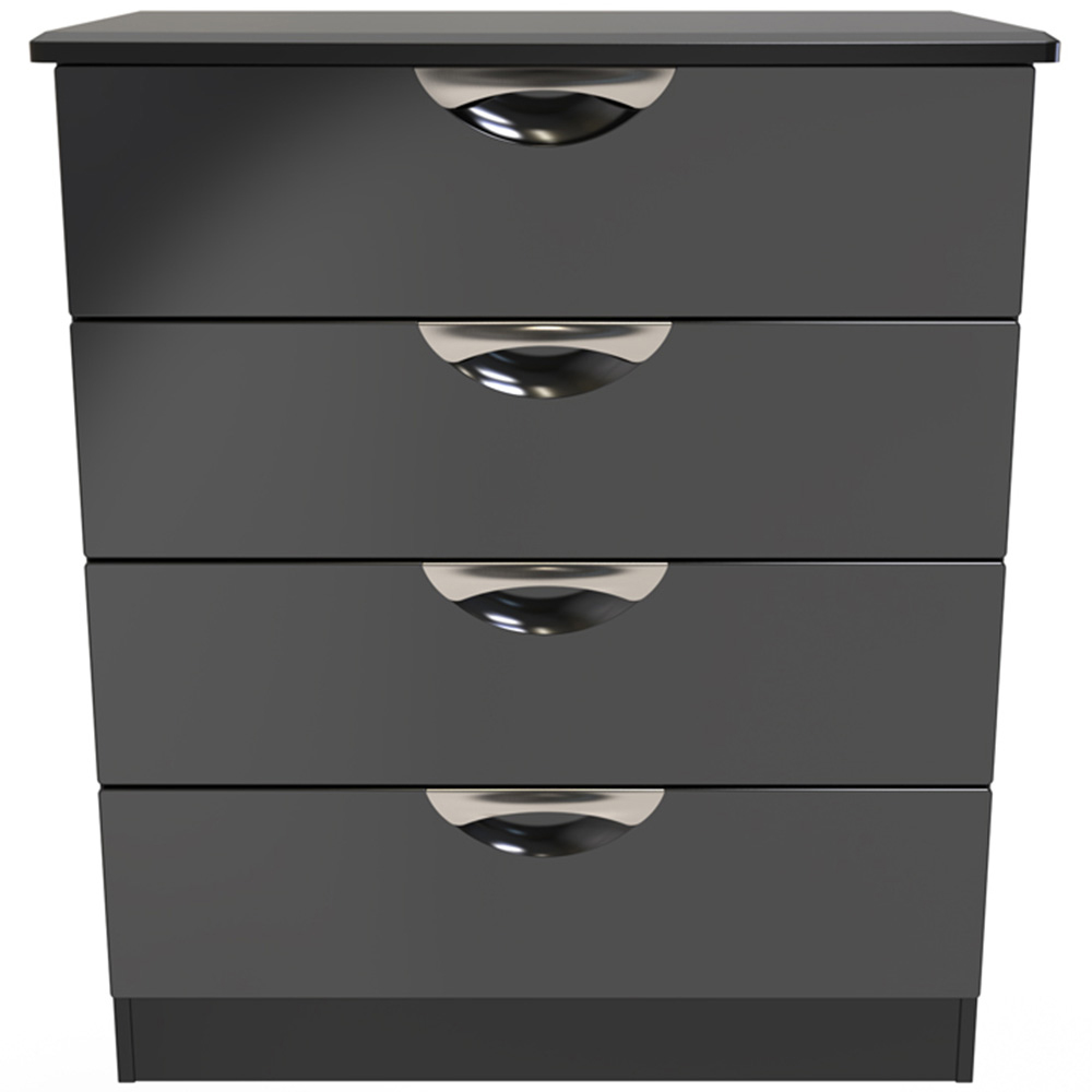 Crowndale Camden 4 Drawer Black Gloss and Black Chest of Drawers Ready Assembled Image 3