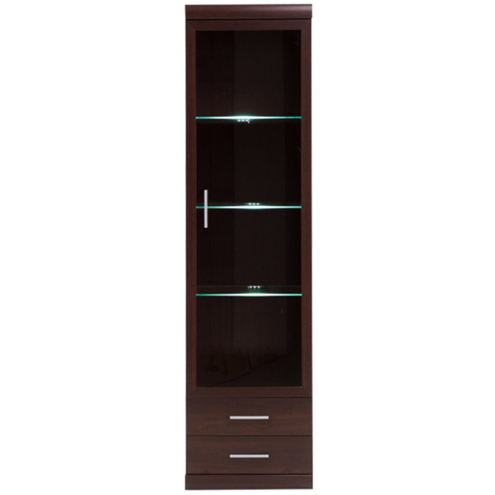 Florence Imperial Single Door 2 Drawer Dark Mahogany Narrow Glazed Cabinet Image 4