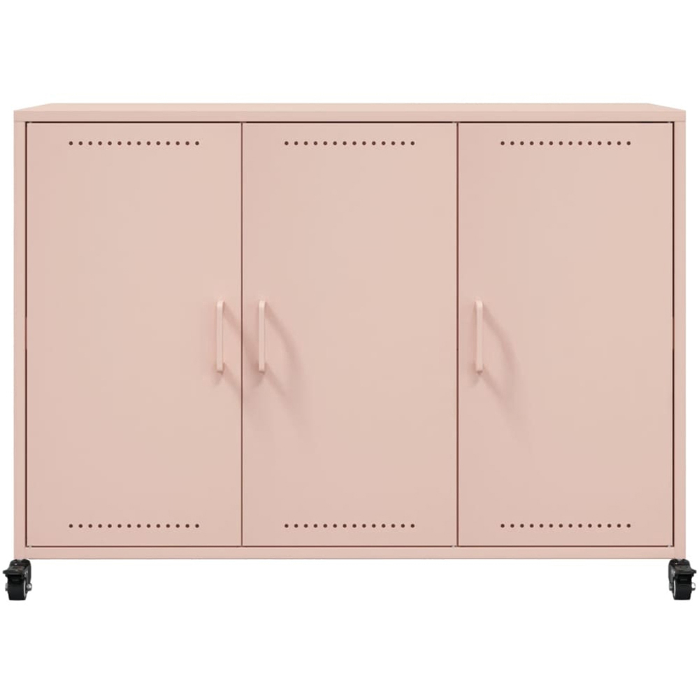 vidaXL 3 Door Pink Metal Sideboard Image 3