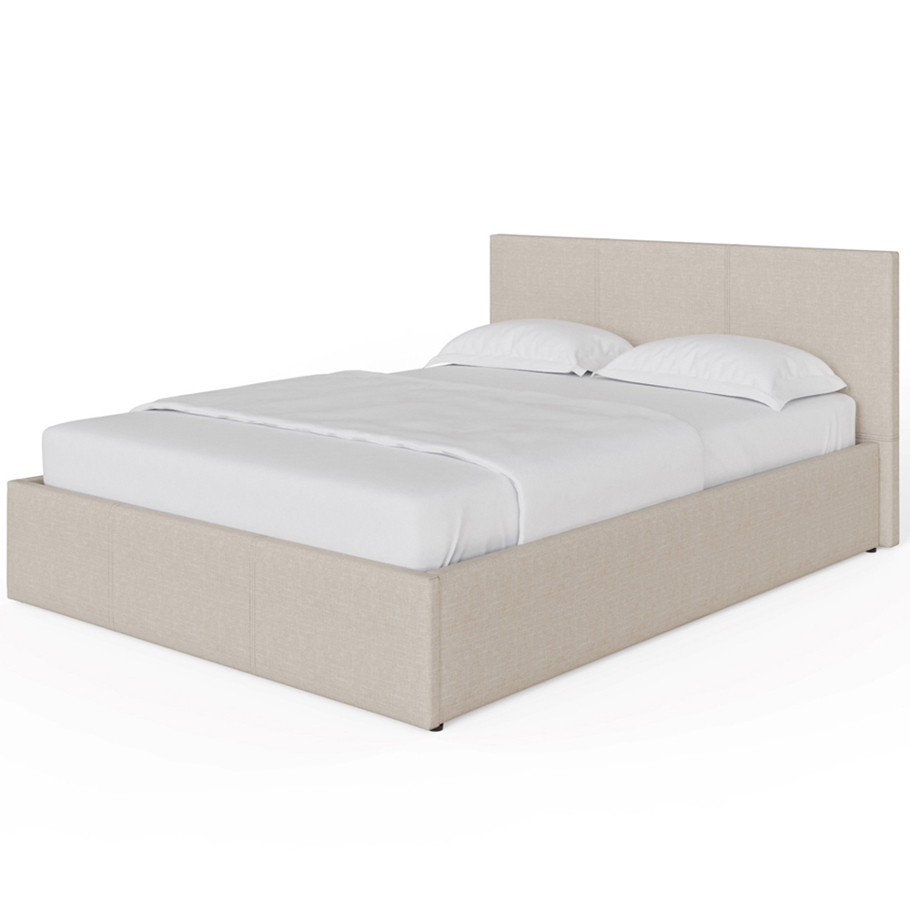 GFW Small Double Natural Hopsack Fabric End Lift Ottoman Bed with Bonnell Mattress Image 3